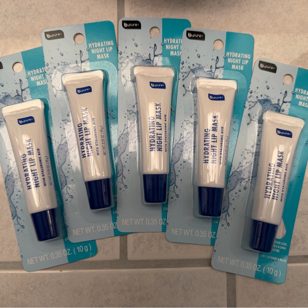 Blue and White Hydrating Night Lip Mask Set of 5